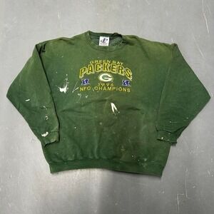 Vintage 90s Logo Athletic Green Bay packers paint splatter crewneck sweatshirt